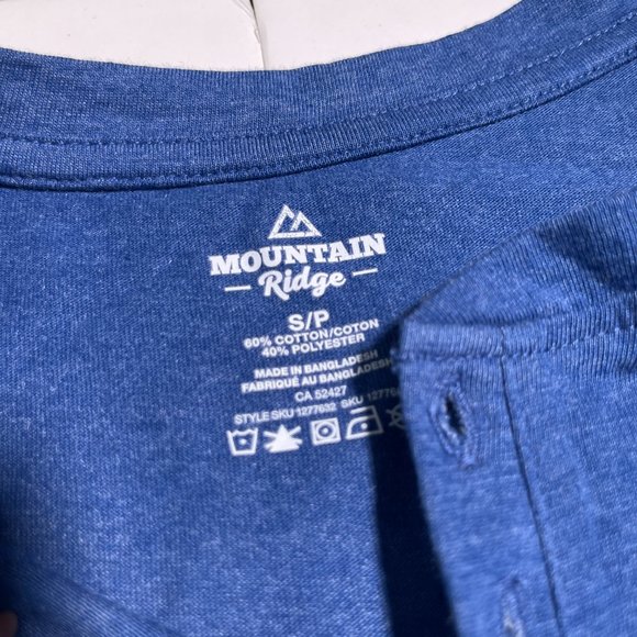 Mountain Ridge Long Sleeve Shirt Blue with Top Buttons Size Small - Picture 2 of 7